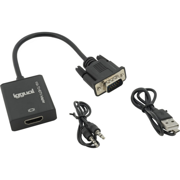 IGGUAL IGG317297 VGA to HDMI adapter + audio + microUSB black