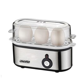 Mesko MS 4485 egg cooker, 3 eggs, 210 W, Black, Silver, Transparent