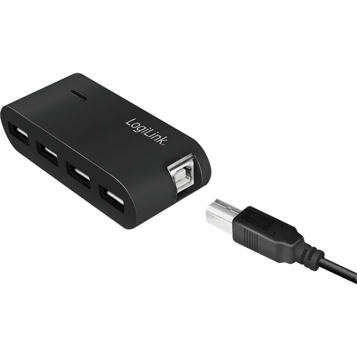 Hub USB 2.0 de 4 portas com fonte de alimentação, preto