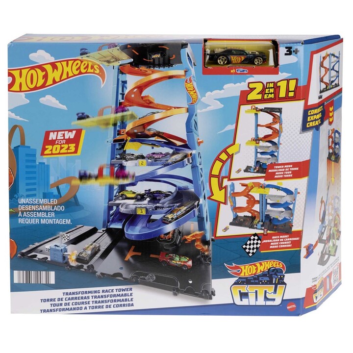Pista Hot Wheels City Racing Tower para carrinhos de brinquedo +4 anos