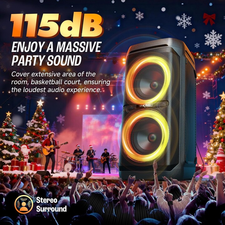 NGS Wildbanger 3 – Tragbarer Bluetooth-Lautsprecher mit USB- und AUX-Anschluss, RGB-Beleuchtung, 240 W, schwarz