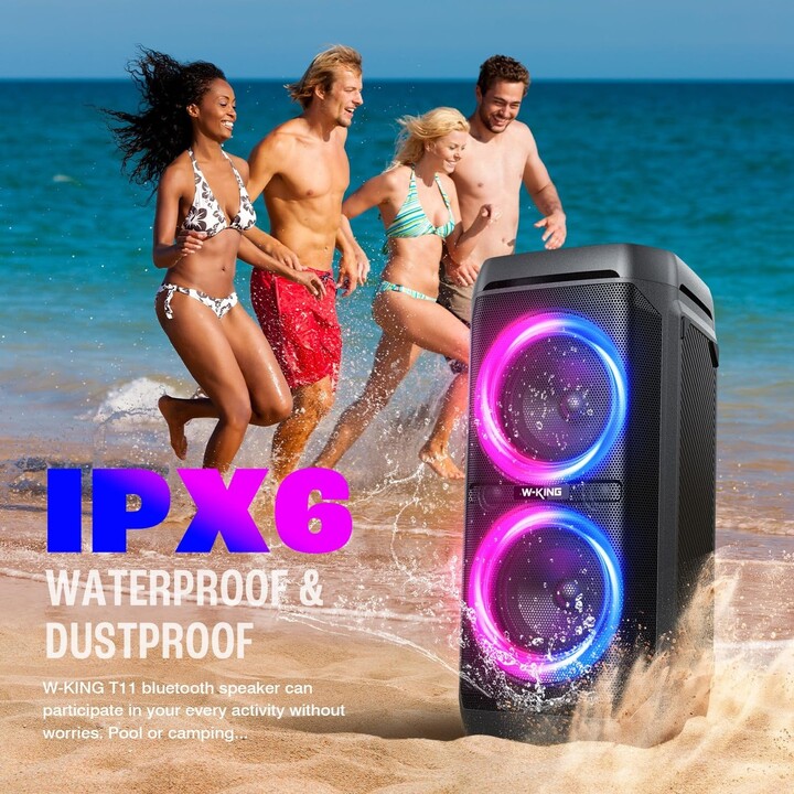 NGS Wildbanger 3 – Tragbarer Bluetooth-Lautsprecher mit USB- und AUX-Anschluss, RGB-Beleuchtung, 240 W, schwarz