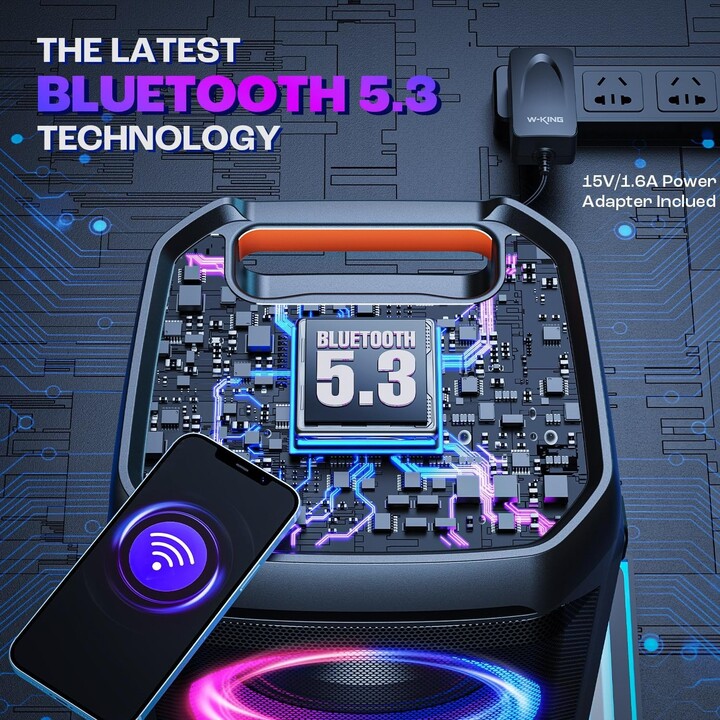 NGS Wildbanger 3 – Tragbarer Bluetooth-Lautsprecher mit USB- und AUX-Anschluss, RGB-Beleuchtung, 240 W, schwarz