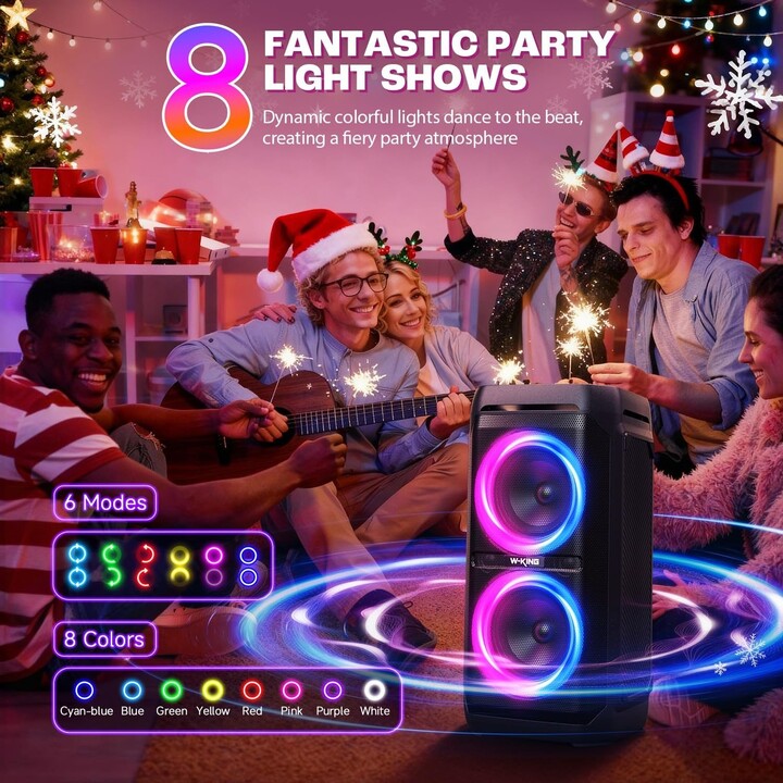 NGS Wildbanger 3 – Tragbarer Bluetooth-Lautsprecher mit USB- und AUX-Anschluss, RGB-Beleuchtung, 240 W, schwarz