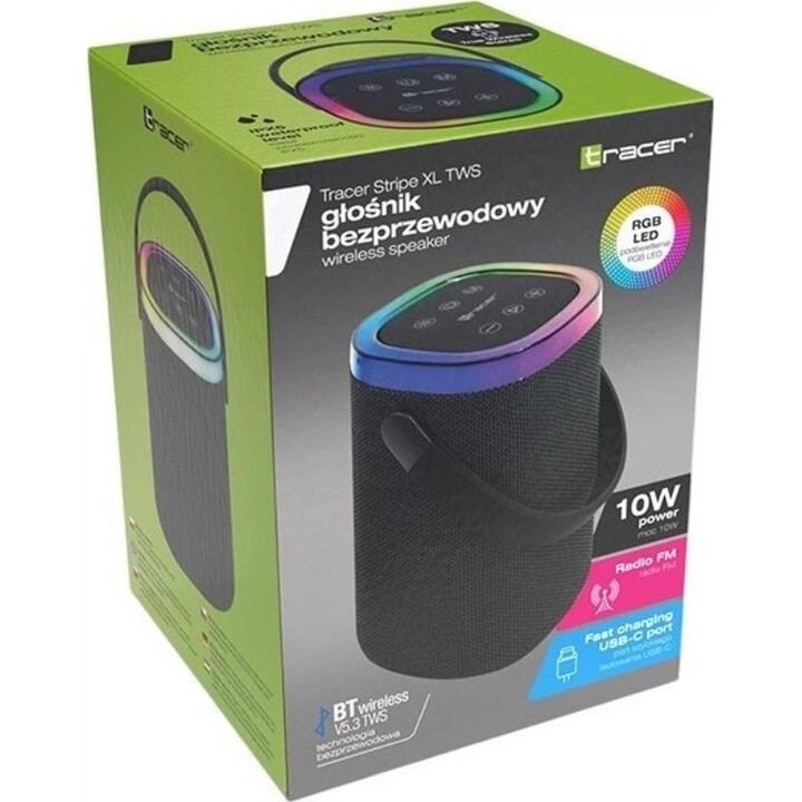 Enceinte Bluetooth TWS Tracer Stripe XL avec éclairage RGB, 10 W – TRAGLO47615