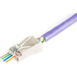 RJ45 (8P8C) Durchgangsstecker, Cat.6, geschirmt, AWG 26-24, Packung mit 100 Stück
