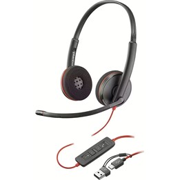 HP Poly Blackwire 3220 USB-C Stereo-Headset + USB-C/A-Adapter