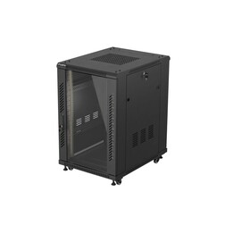 ARMARIO RACK DE SUELO 19" 18U 600×800 NEGRO, PUERTA DE CRISTAL, LANBERG (FLAT PACK)