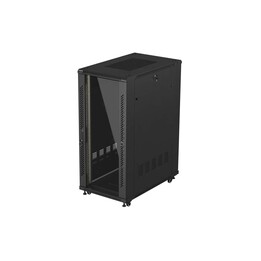Armadio rack da pavimento LANBERG da 19" 27U 600x1000 nero, con anta in vetro (confezione piatta)