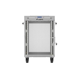 FREISTEHENDER 19"-NETZWERKSCHRANK 15HE 600 × 600 GRAU, PERFORIERTE TÜR, LCD, LANBERG (FLATPACK)