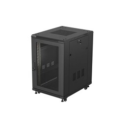 Gabinete de chão LANBERG 19" 18U 600×800 preto, porta perfurada (desmontado)