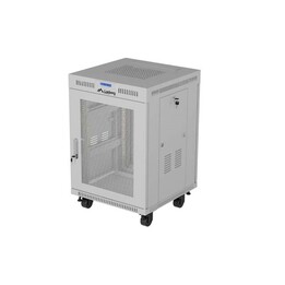 Gabinete de chão LANBERG 19" 15U 600×800 cinza, porta perfurada e LCD (desmontado)