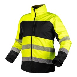 Chaqueta de trabajo softshell de alta visibilidad, amarilla y negra, talla L