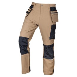 Pantalones de trabajo Mix&Match, elásticos en cuatro direcciones, con fundas para pistola, Cordura, beige y negro, talla XS