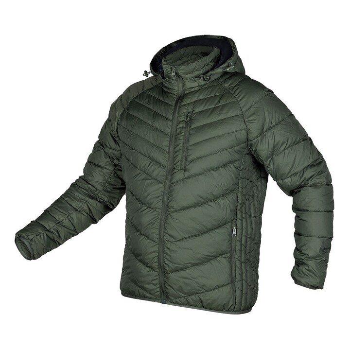 Mix&Match jacket, quilted, down-filled, lightweight, olive green and black, size XL