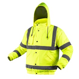 Giacca da lavoro ad alta visibilità, leggermente imbottita, modello bomber, gialla, taglia XL