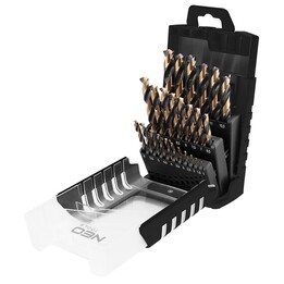 Brocas HSS-CNC para metal, 124°, "Pro-Tec", 1,0 - 13,0 mm, conjunto de 25