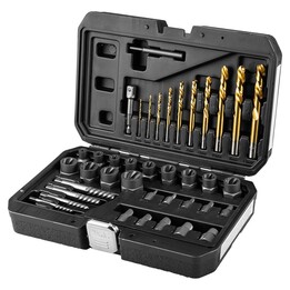 Damaged screw repair kit (with drill bits and extractors), 40 pieces
