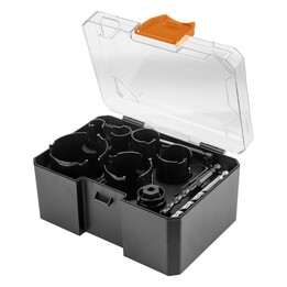 Conjunto de 11 brocas de aço com ponta de carboneto (20, 25, 32, 38, 51, 64 mm).