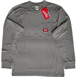 Milwaukee WTLSGR-XL Long-Sleeve T-Shirt with Pocket - Light Gray, XL