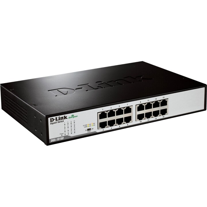 Comutador DD-Link DGS-1016D/E Não gerenciável Preto, Metálico