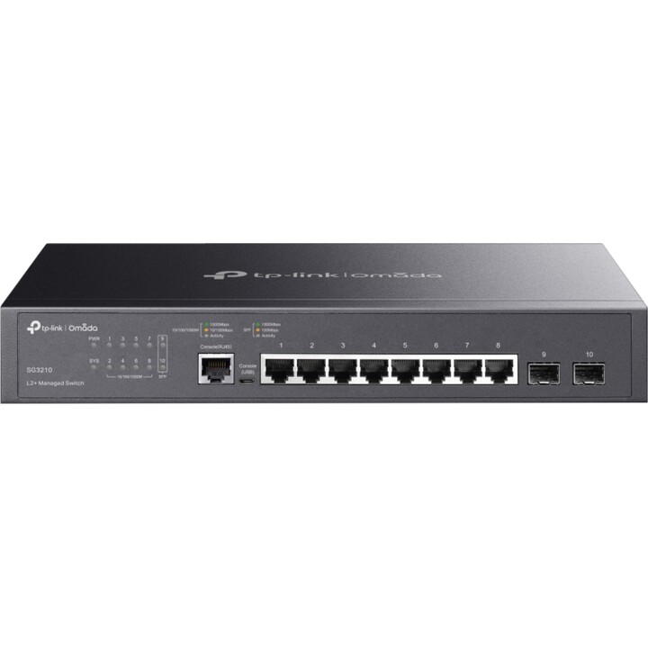TP-LINK TL-SG3210 Géré L2 Gigabit Ethernet (10/100/1000) Connexion Ethernet, supportant l'alimentation via ce port (PoE) Noir
