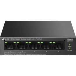 TP-Link LS105GP LiteWave unmanageder Gigabit-Netzwerk-Switch mit 4 PoE+-Ports schwarz