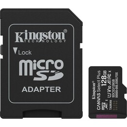 Kingston Technology 128GB microSDXC Canvas Select Plus Gen3 150MB/s A1 (Adaptateur SD inclus)