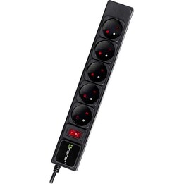 Régua de tomadas PowerGear 3.0m Preta com 5 tomadas