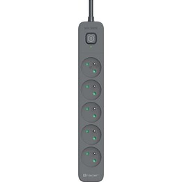 Surge protector power strip Power Line+ 1.8m Graphite 5 outlets