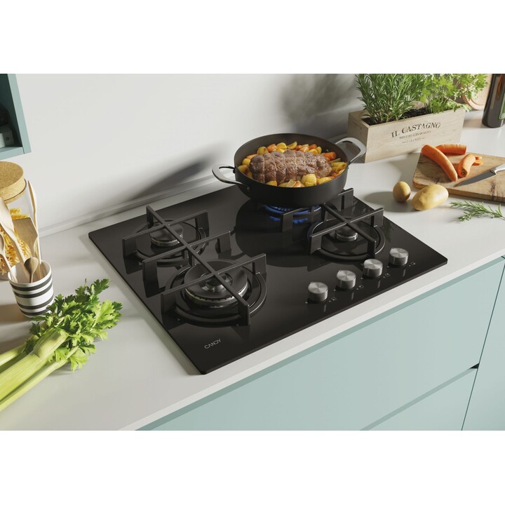 Candy CDK6GF4WEKB Gaskochfeld aus Glas Schwarz