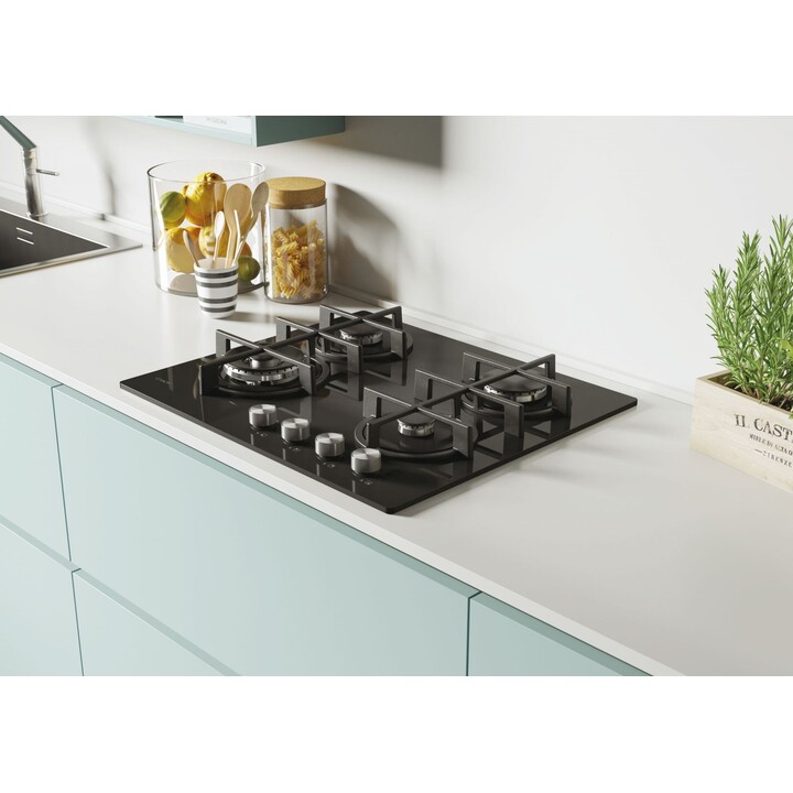 Candy CDK6GF4WEKB Gaskochfeld aus Glas Schwarz