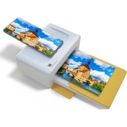 Base de impresora Kodak PD460 Bluetooth amarilla y 10 hojas de papel