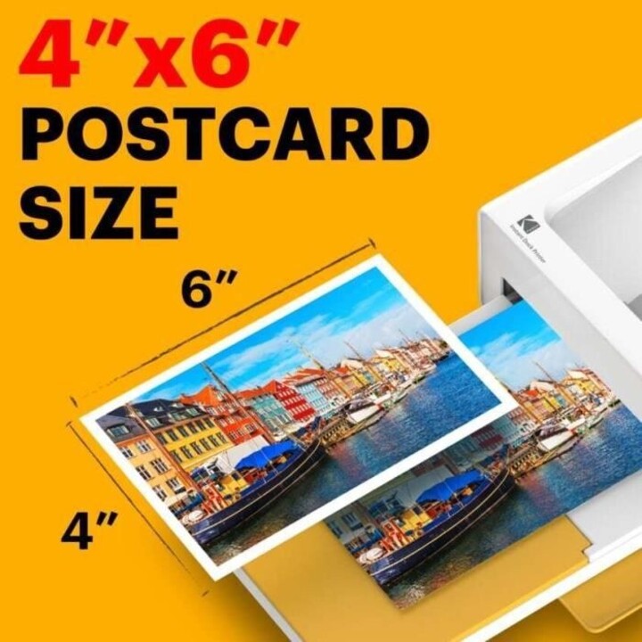 Base de impresora Kodak PD460 Bluetooth amarilla y 10 hojas de papel