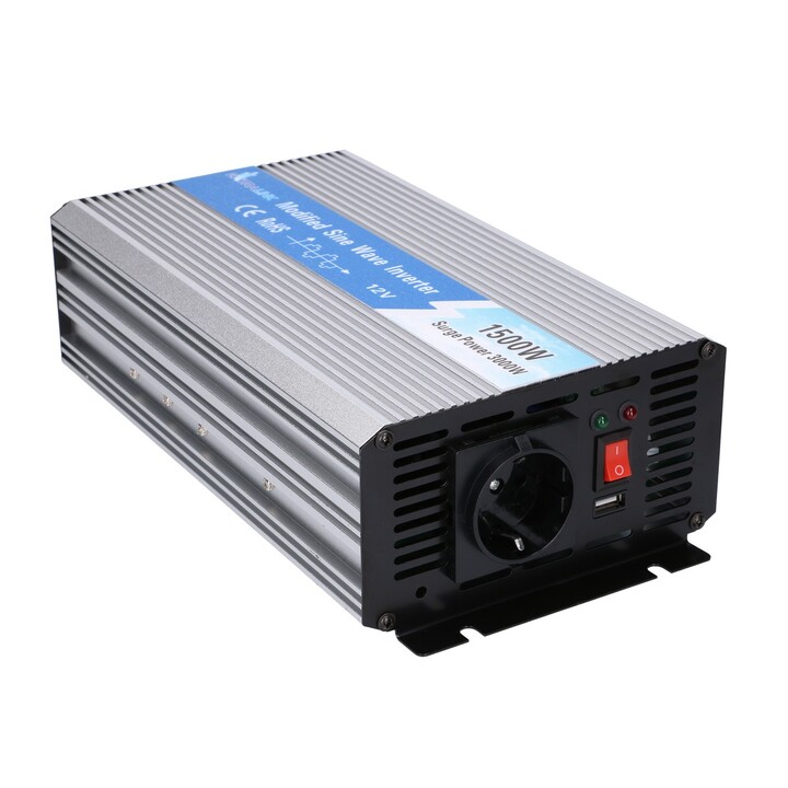 Inversor de Voltaje Extralink Opim-1500w, Coche 12v, 1500w Onda Sinusoidal Modificada