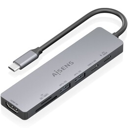 Docking station USB Type-C Aisens ASUC-7P048-GR/ 1xHDMI 4K/ 2xUSB/ 1xUSB Type-C/ 1xUSB Type-C PD/ 1x lettore di schede/ Grigio