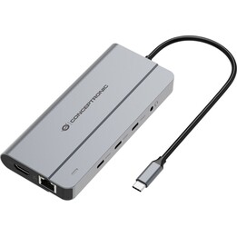 Replicatore USB-C Conceptronic con porte HDMI + DisplayPort + 2 USB 3.0 + 3 USB-C + RJ45 + USB-C PD, alimentatore da 100 W, colo