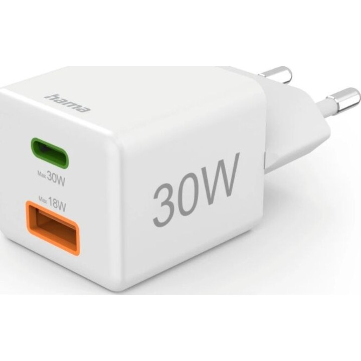 Hama 30W Gan Mini-Ladegerät, weiß, USB-C