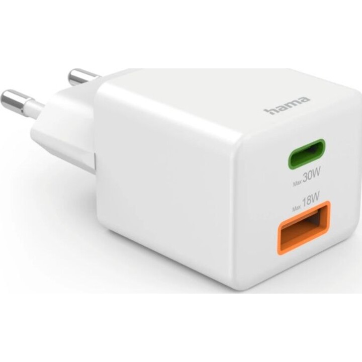 Hama 30W Gan Mini-Ladegerät, weiß, USB-C
