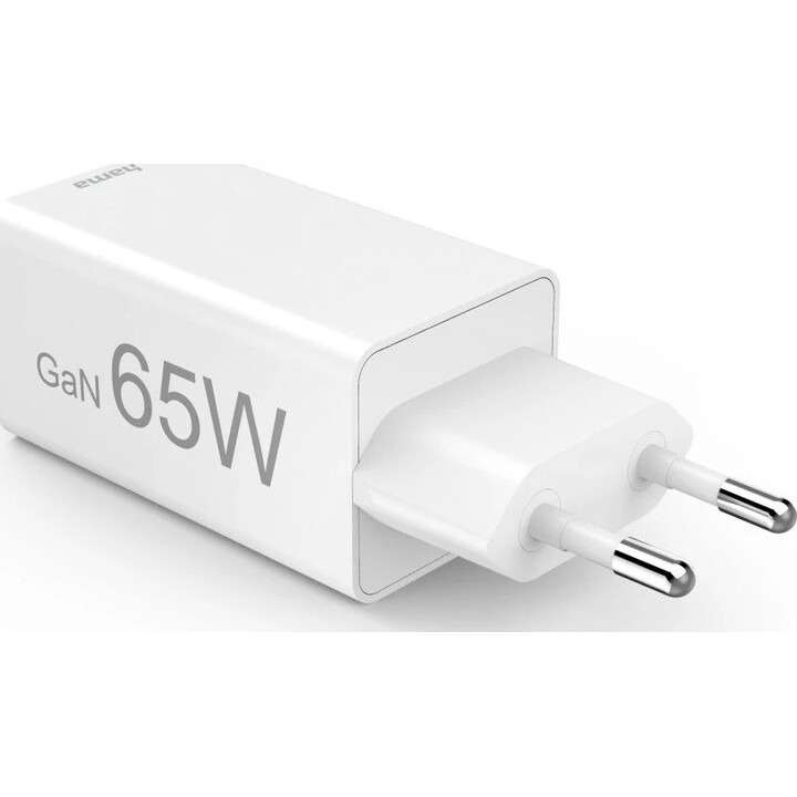 Charger 2xusb-c usb hama 65w gan mini white