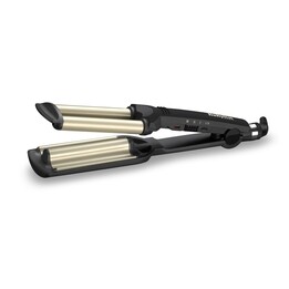 Prancha alisadora e modeladora de cachos BaByliss EasyWaves Hot Bangs, preta e prateada, 1,8 m