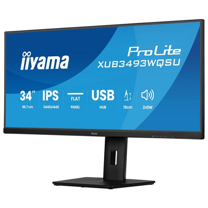 Monitor para PC iiyama ProLite XUB3493WQSU-B6 de 86,4 cm (34") com resolução UltraWide Quad HD de 3440 x 1440 pixels e LED 