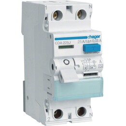 Interruptor diferencial CDA225J de 25 A/30 mA/A, 25 A, 2 polos, 2 m, 30 mA, 6 kA