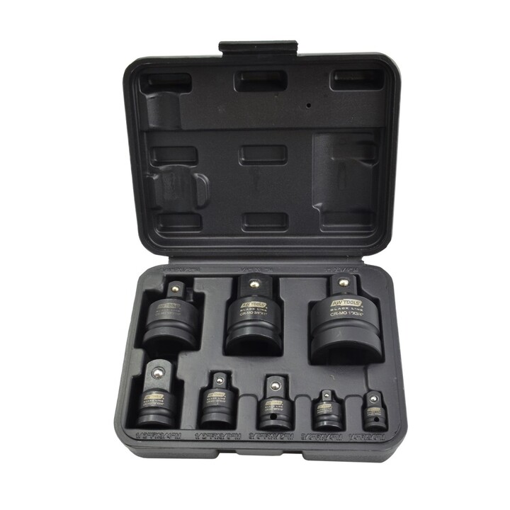 Conjunto de redutores de impacto AWTOOLS, 8 peças, aço CrMo, linha preta