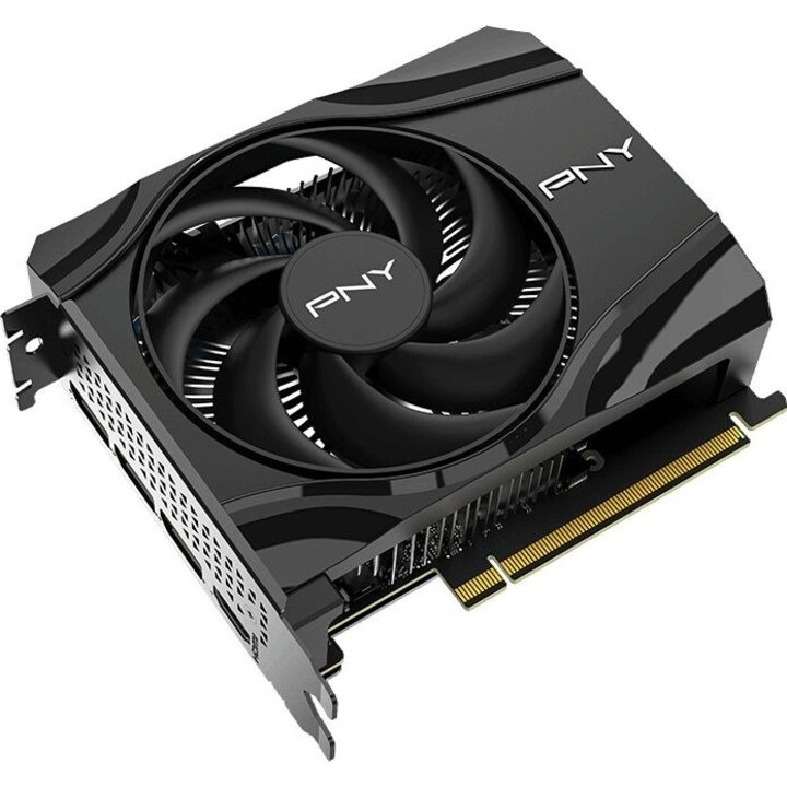Tarjeta gráfica PNY RTX 5060 de 8 GB con un solo ventilador.
