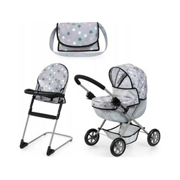 Bayer Doll's Kinderwagen und Hochstuhl Set grau 13707AB