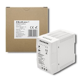 Fuente de alimentación Qoltec para carril DIN | 90 W | 12 V | 7,5 A | Blanca | Delgada