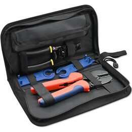 Kit di attrezzi solari Qoltec compatibile con connettori MC4 | Pinza crimpatrice + pinza spelafili