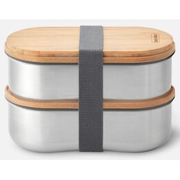 black+blum BAM-BT-L016 Oval Food Storage Container Box 0.5 L Bamboo, Stainless Steel 2 piece(s)
