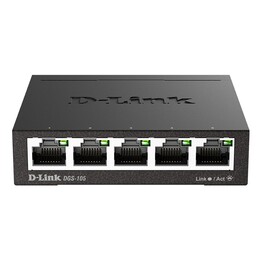 D-Link DGS-105 Unmanaged L2 Gigabit Ethernet (10/100/1000) Schwarz